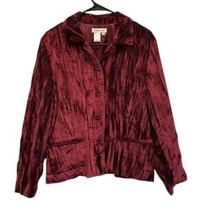 Coldwater Creek Womens Velvet Jacket Size Large Cola Red Fall Whimsigoth Holiday